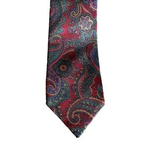 Vintage Oscar de la Renta 100% Silk Paisley Neck Tie Pink Green Red